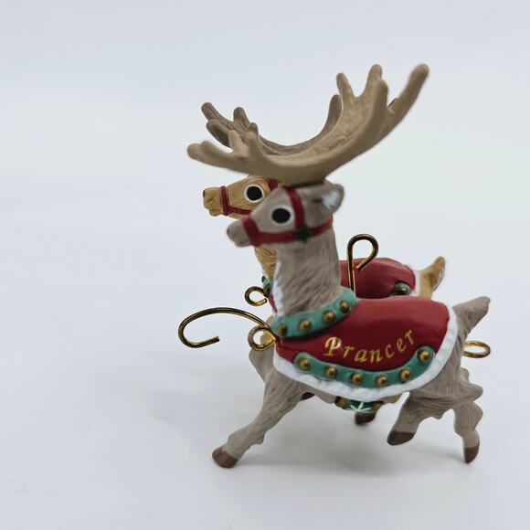Lot of 2 Vintage 90s Hallmark Keepsake Ornaments Santa Claus & Prancer & Vixen - Picture 11 of 14